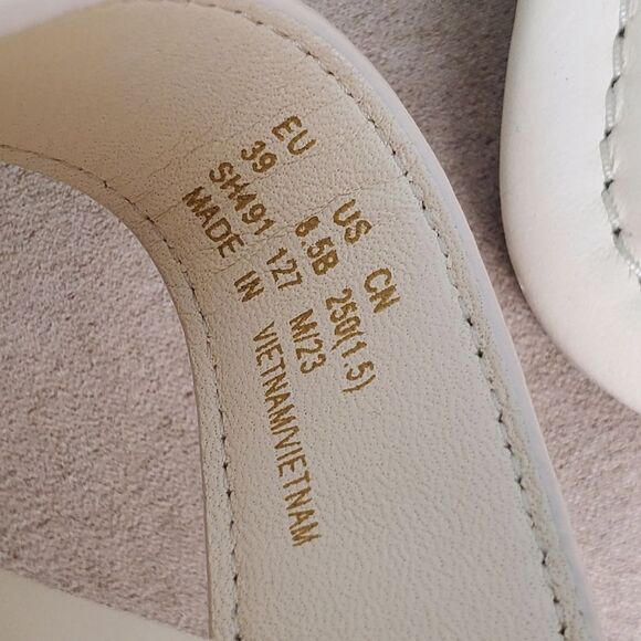 Stuart Weitzman Leather Braided Strap Flat Sandals Cream 8.5 - Picture 6 of 6